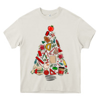 Cream teacher christmas tree Heavy Core Tee - MaliasSmallBusiness