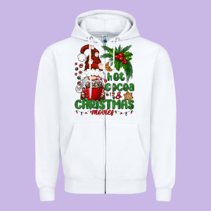 Hot Cocoa And Christmas Movie Zipper Hoodie Designed By Bundleandbundleshop