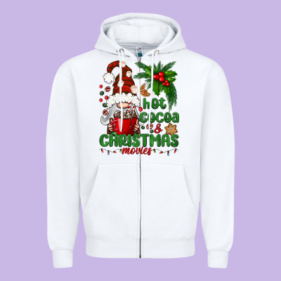 Hot Cocoa And Christmas Movie Zipper Hoodie Designed By Bundleandbundleshop