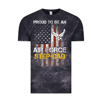 Cloud Black Hot Trend Proud Air Force Step-Dad American Flag Vintage Tee - PixelWave