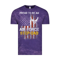 Cloud Purple Hot Trend Proud Air Force Step-Dad American Flag Vintage Tee - PixelWave