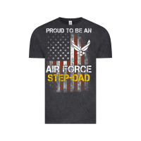 Vintage Black Hot Trend Proud Air Force Step-Dad American Flag Vintage Tee - PixelWave
