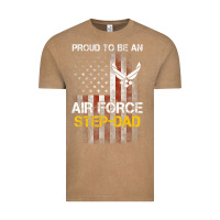 Vintage Coffee Hot Trend Proud Air Force Step-Dad American Flag Vintage Tee - PixelWave