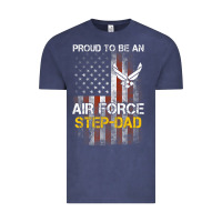 Vintage Denim Hot Trend Proud Air Force Step-Dad American Flag Vintage Tee - PixelWave