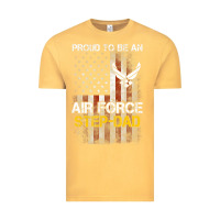 Vintage Mustard Hot Trend Proud Air Force Step-Dad American Flag Vintage Tee - PixelWave