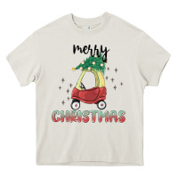 Cream merry christmas kids car Heavy Core Tee - MaliasSmallBusiness