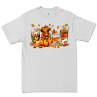 Dove Grey Fall Autumn cow pumpkin coffee cups Premium Tee - RanaPortraitStore