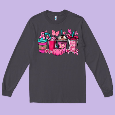 Cancer Coffee Cups Cancer Awareness Long Sleeve Tee Designed By Howdyjamesfarm