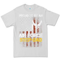 Dove Grey Hot Trend Proud Air Force Step-Dad American Flag Premium Tee - PixelWave