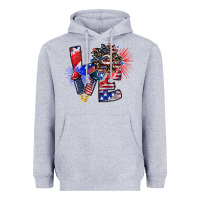 Heather Grey patriotic Love Heavyweight Hoodie - CowhideDigitalArt