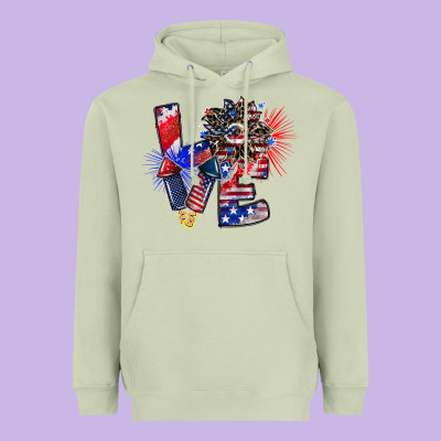Patriotic Love Heavyweight Hoodie Designed By Cowhidedigitalart