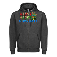Charcoal Heather merry happy chrismukkah Zipper Hoodie - FaDigitalArtStudio