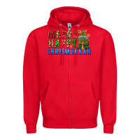 Red merry happy chrismukkah Zipper Hoodie - FaDigitalArtStudio