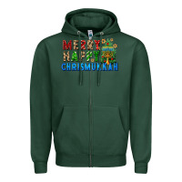 Sports Green merry happy chrismukkah Zipper Hoodie - FaDigitalArtStudio