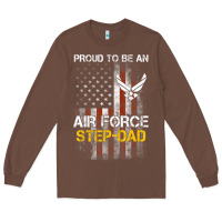 Chestnut Hot Trend Proud Air Force Step-Dad American Flag Long Sleeve Tee - PixelWave