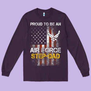 Hot Trend Proud Air Force Step-dad American Flag Long Sleeve Tee Designed By Pixelwave