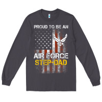 Smoke Hot Trend Proud Air Force Step-Dad American Flag Long Sleeve Tee - PixelWave