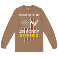 Toasted Coconut Hot Trend Proud Air Force Step-Dad American Flag Long Sleeve Tee - PixelWave