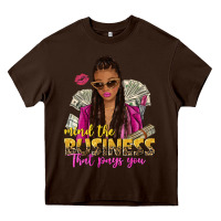 Chocolate Brown mind the business that pays you afro woman Heavy Core Tee - NancyCooperArtShop