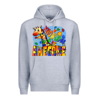 Heather Grey Knowledge is awesome Autism giraffe Premium Hoodie - FaDigitalArtStudio