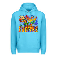 Ocean Blue Knowledge is awesome Autism giraffe Premium Hoodie - FaDigitalArtStudio