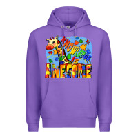 Purple Knowledge is awesome Autism giraffe Premium Hoodie - FaDigitalArtStudio