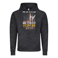 Vintage Black Hot Trend Proud Air Force Step-Dad American Flag Vintage Hoodie - PixelWave