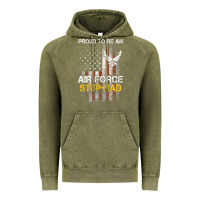 Vintage Olive Hot Trend Proud Air Force Step-Dad American Flag Vintage Hoodie - PixelWave