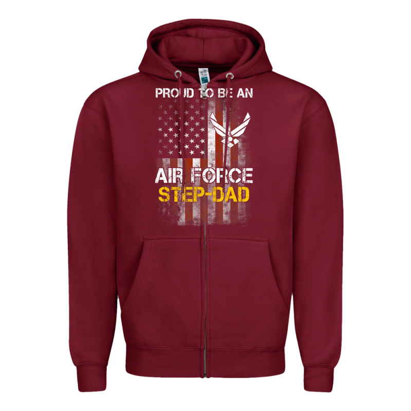 Hot Trend Proud Air Force Step-dad American Flag Zipper Hoodie by PixelWave | Teevron