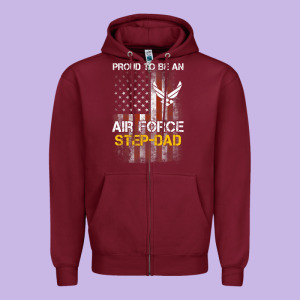 Hot Trend Proud Air Force Step-dad American Flag Zipper Hoodie Designed By Pixelwave