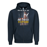 Navy Hot Trend Proud Air Force Step-Dad American Flag Zipper Hoodie - PixelWave