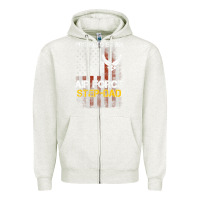 Oatmeal Heather Hot Trend Proud Air Force Step-Dad American Flag Zipper Hoodie - PixelWave
