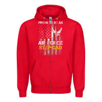 Red Hot Trend Proud Air Force Step-Dad American Flag Zipper Hoodie - PixelWave