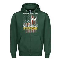 Sports Green Hot Trend Proud Air Force Step-Dad American Flag Zipper Hoodie - PixelWave