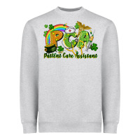 Heather Grey PCA Patient Care Assistant St. Patrick's Day Heavyweight Sweatshirt - CowGirlArtShop
