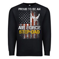 Black Hot Trend Proud Air Force Step-Dad American Flag Premium Sweatshirt - PixelWave
