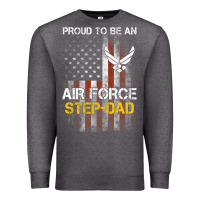Charcoal Heather Hot Trend Proud Air Force Step-Dad American Flag Premium Sweatshirt - PixelWave