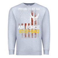 Heather Grey Hot Trend Proud Air Force Step-Dad American Flag Premium Sweatshirt - PixelWave