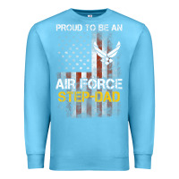 Ocean Blue Hot Trend Proud Air Force Step-Dad American Flag Premium Sweatshirt - PixelWave