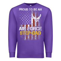 Purple Hot Trend Proud Air Force Step-Dad American Flag Premium Sweatshirt - PixelWave