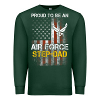 Sports Green Hot Trend Proud Air Force Step-Dad American Flag Premium Sweatshirt - PixelWave
