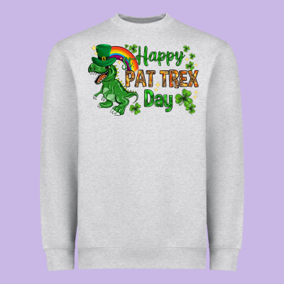 St. Patrick's Happy Pat T-rex Day With Rainbow Heavyweight Sweatshirt Designed By Howdyjamesfarm