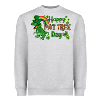 Heather Grey St. Patrick's Happy Pat T-Rex Day with rainbow Heavyweight Sweatshirt - HowdyJamesFarm