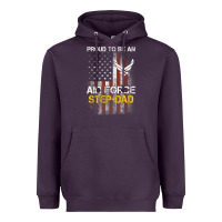 Plum Hot Trend Proud Air Force Step-Dad American Flag Heavyweight Hoodie - PixelWave
