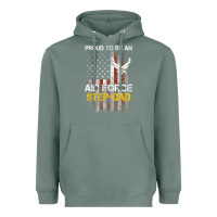 Sage Hot Trend Proud Air Force Step-Dad American Flag Heavyweight Hoodie - PixelWave