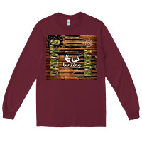Burgundy daddy's hunting buddy Long Sleeve Tee - TumblerDesignByShophia