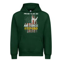 Forest Green Hot Trend Proud Air Force Step-Dad American Flag Urban Hoodie - PixelWave