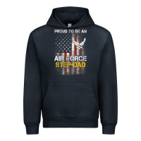 Navy Hot Trend Proud Air Force Step-Dad American Flag Urban Hoodie - PixelWave