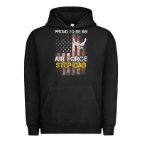 Pigment Black Hot Trend Proud Air Force Step-Dad American Flag Urban Hoodie - PixelWave