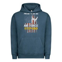 Pigment Midnight Navy Hot Trend Proud Air Force Step-Dad American Flag Urban Hoodie - PixelWave